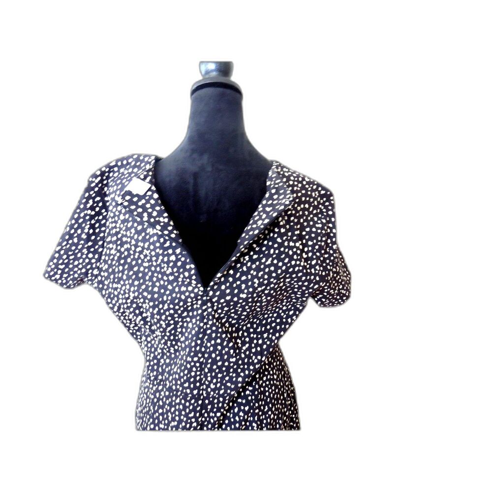 Old Navy Women's Ditsy Dot Knit Sheath Dress Black/White Office Siren L EUC - Picture 5 of 7